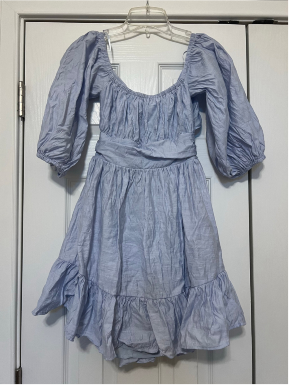 Women's Petal & Pup Mini Dress with Tie Back Size 4 Light Blue